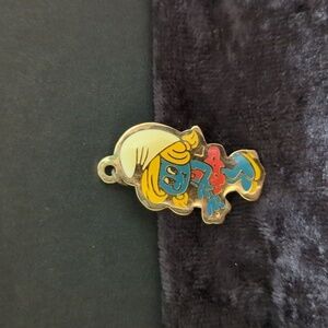 Unmarked Vintage Smurfette Enamel Charm Gold Tone